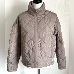 Free Country Diamond Quilted Packable Puffer Taupe Gray Size M NWT